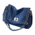 thumbnail image 4 of Bolso de hombro de mezclilla para mujer, bolso de mano estilo hobo de moda para deportes al aire libre y trabajo. Azul profundo, 4 of 9