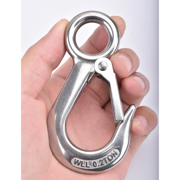 Alele Ganchos de agarre Ganchos deslizantes Gancho de elevación de acero inoxidable 304 Accesorio de aparejo 440 lbs. Carga de trabajo (ganchos de agarre 0.2t)