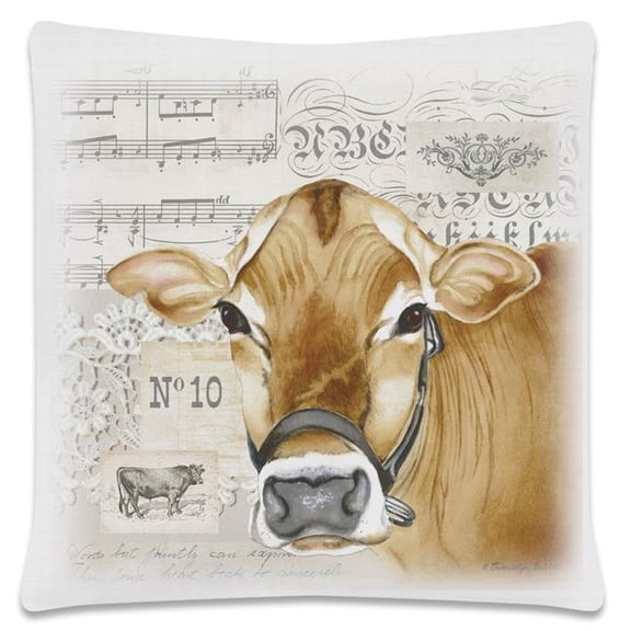Heritage Lace CL1818W-2 Country Life Pillow, White Cow - 18 x 18 in.