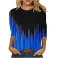 thumbnail image 1 of Camiseta informal con cuello redondo y mangas 3/4 de longitud media estampada a la moda para mujer Pompotops gfhjh16560, 1 of 5