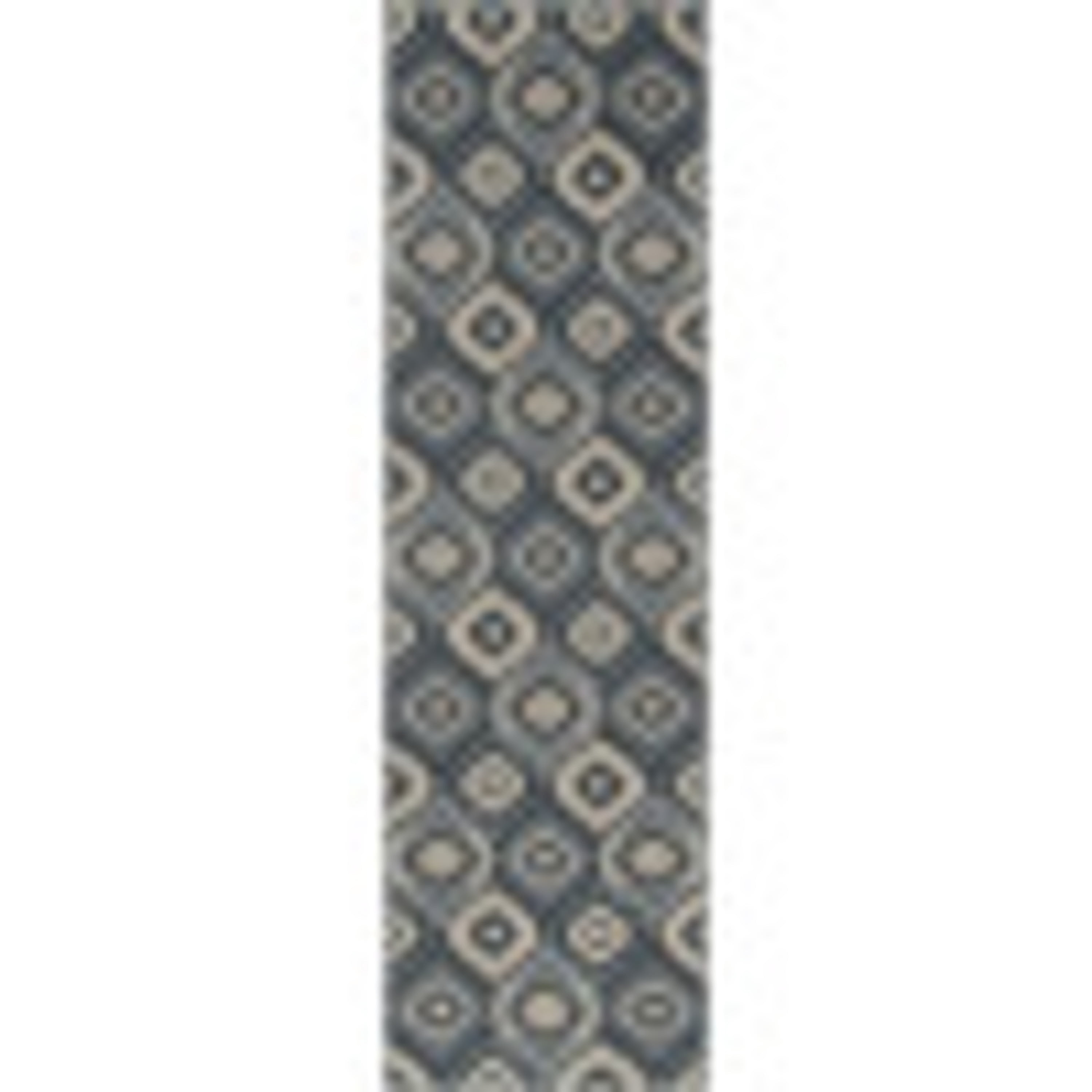 Contemporary 2x8 Area Rug (2'3'' x 7'6'') Geometric Navy, Taupe Indoor Runner Easy to Clean