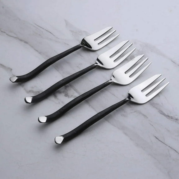 Twig Design Burnt Black Pastry Fork 4 Pcs. Set