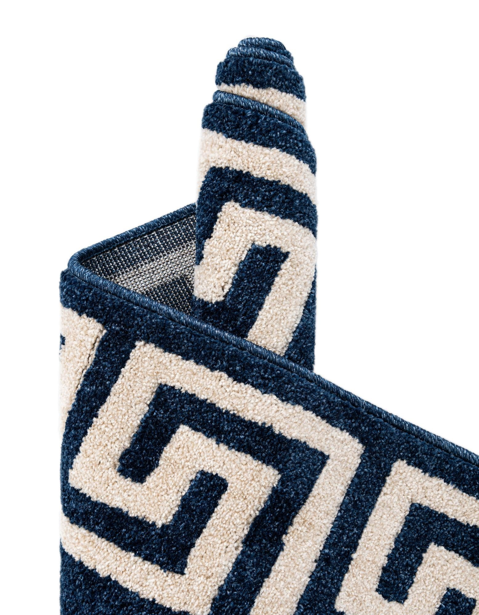 Unique Loom Athens Collection Area Rug - Modern (8' Square Navy Blue/Beige)