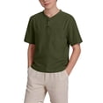 thumbnail image 2 of CLOISE Short Sleeve Tops for Kids Girls Boys Shirts with Pockets Crewneck Casual Pullover Solid Color Summer Blouses Green, 2 of 8