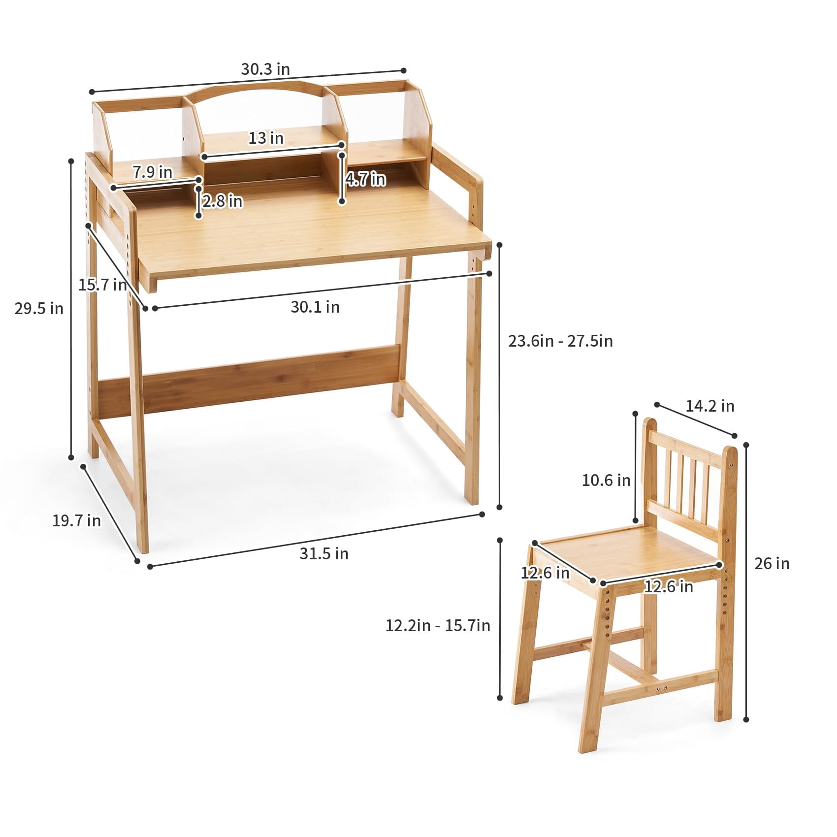 UNICOO® Kid Desk and Chair Set - Durable Kids Desk with Chair - Modern Kids Study Desk and Chair Set - Ideal for Homework and Art Projects (Nature 01)