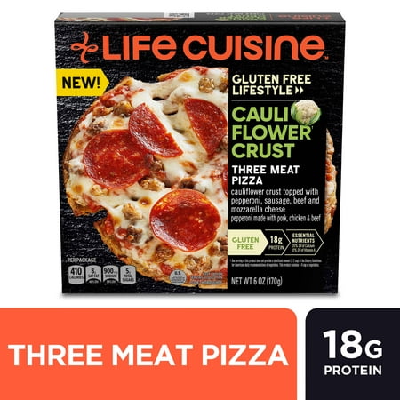 Life Cuisine Gluten Free Frozen Cauliflower Crust Three Meat Pizza - 6oz