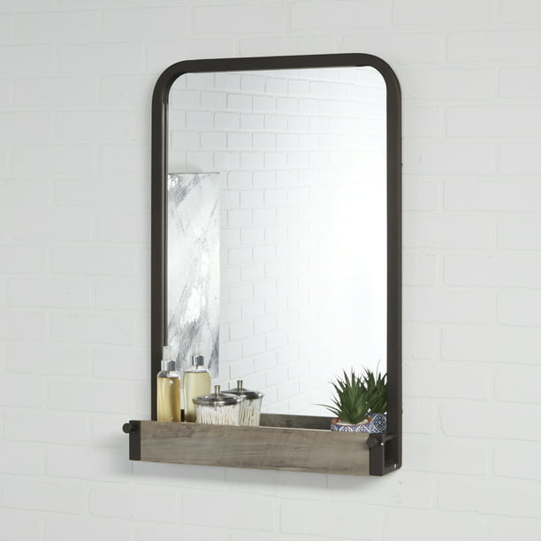 Gardens Rustic Farmhouse Vanity Mirror, Bathroom Wall Mirror With Shelves