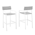 thumbnail image 1 of Modway Tabouret de Bar Extérieur en Aluminium Blanc et Gris (Lot de 2), 1 of 7