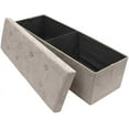 thumbnail image 5 of Sorbus Collapsible/Foldable Faux Suede Storage Bench Chest/Ottoman with Cover- Beige, 5 of 7