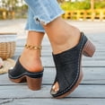 thumbnail image 3 of Rokment Geometric High Heels Dressy Slides Sandals for Women Ladies 2026 Fashion Casual Leather Open Peeptoe Orthopedic Platform Block Heeled Dress Slip on Summer Shoes Black Size 6.5, 3 of 5