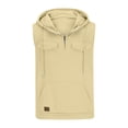 thumbnail image 4 of IYTR Men's T Shirts Comfy Summer Fashion Solid Color Hooded Neck Multi-pocket Cargo Sleeveless Pullover Hoodies Workout Outdoor Sweatshirt Tank Tops Tshirt Beige XL, 4 of 5