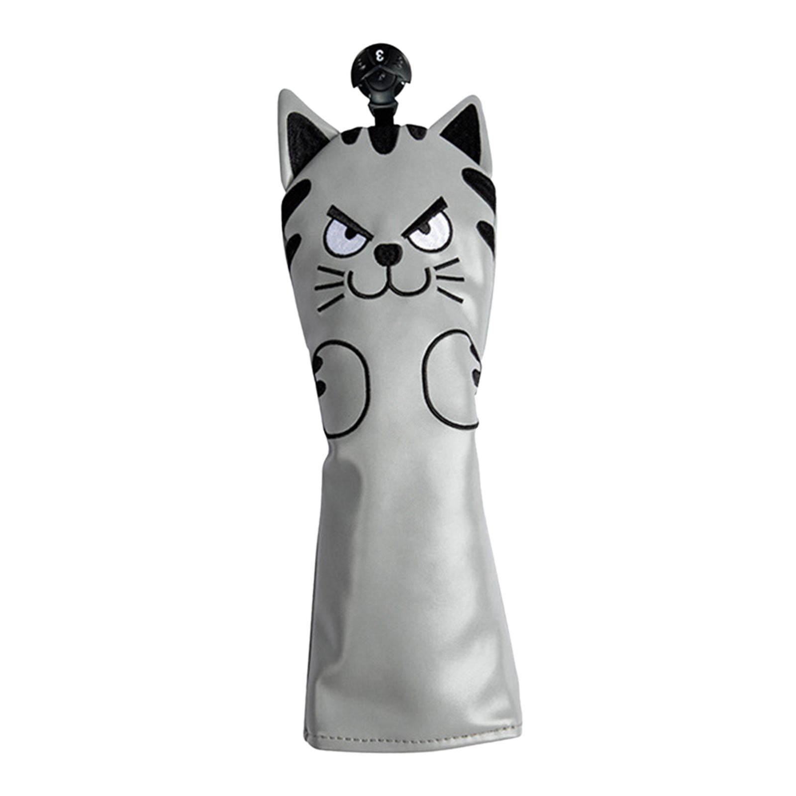 harayaa Golf Club Head Covers Mallet Putter Cat Pattern Accessories Putter Cue Headcover UT Wood Grey