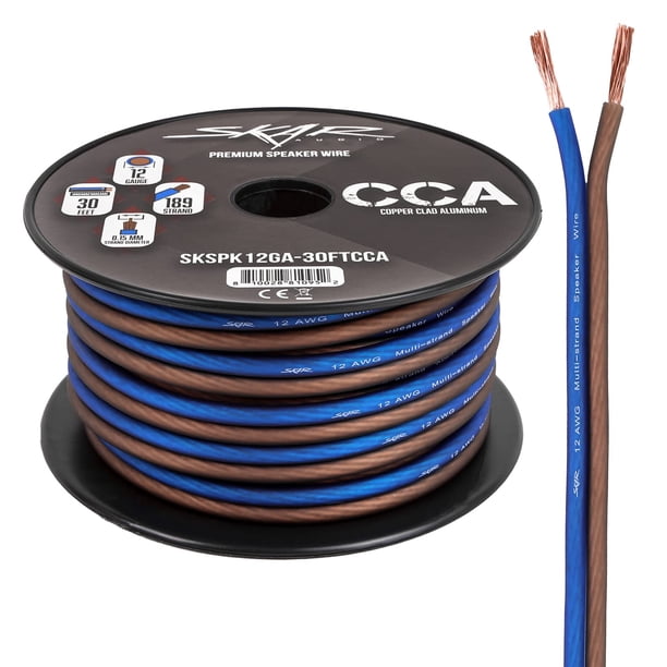 Cable de altavoz Skar Audio calibre 12 AWG, 30 pies, azul/marrón