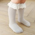 thumbnail image 4 of Laklulu Calcetines hasta la rodilla para niñas pequeñas Medias con volantes de tubo para niñas pequeñas Calcetines sin tacón de encaje para niñas pequeñas Calcetines largos para bebés sin piernas, 4 of 5