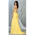 thumbnail image 2 of Womens Yellow Bridesmaids Gala Pageant Long V-Neck Sleeveless Sheath Plus Size Dress, 2 of 5