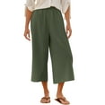 thumbnail image 4 of Gamivast Placed Linen Pants for Women Summer Wide Leg Cropped Pants Drawstring Elastic Waist Pants Vacation Casual Beach Pants Placed Recently by Me Delivery Status, 4 of 8