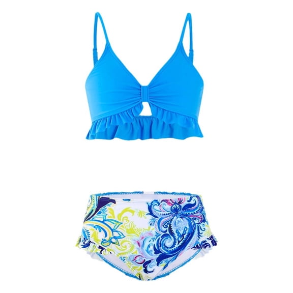 MEZZALL Summer Girls Two Piece Swimsuits Swim Tops With Shorts Cute Ruffle Tankini For Kids Hot And Pool Swimming Bohemian Beachwear