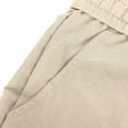 thumbnail image 6 of HOOMEUMY Men's Stretch Straight Leg Drawstring Dress Pants with Pockets Solid Color Loose Fit Casual Trousers Beige L, 6 of 8