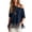 Navy, variant on Womens Fringe Hem Tops Cold Shoulder Short Sleeve Faux Suede Tassel Trim T Shirts Loose Casual Fashion Daily Summer Blouses Light Blue S