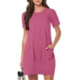 thumbnail image 1 of Robes Femmes DYTTDG Robe Femme Col Rond Manches Courtes Ample Décontractée Mini Robe avec Poches Économies jusqu'à 30 % de Réduction Rose Vif,TG, 1 of 7