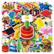 thumbnail image 1 of Juego de pegatinas de madera con diseño de bloques de construcción, 50 unidades, dibujos animados, 1 of 2