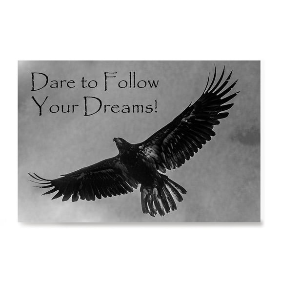 EzPosterPrints - Most Popular Eagle Theme Quote Posters - Power Strength Brave Motivational Quotes Poster Printing - Wall Art Print for Home Office - DARE - 24X16 inches