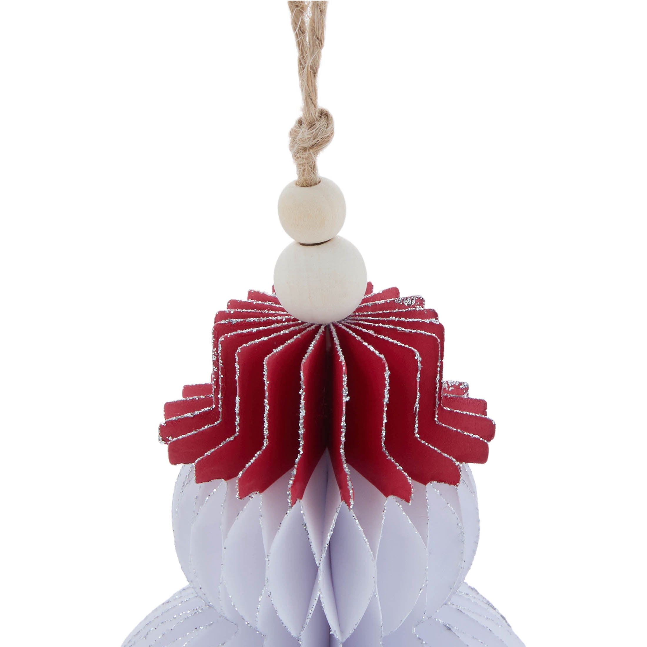 Red and White Honeycomb Paper Glitter Snowman Christmas Ornament, 4", by Holiday Time
