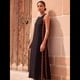 thumbnail image 5 of Vestido Informal de Mujer, Sin Mangas, Cuello Redondo, Color Liso, con Costuras de Encaje y Abertura, Medio. Negro M, 5 of 8