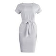 thumbnail image 3 of 2025 Robes Maxi Courtes d'Été à Rayures pour Femmes pour Femmes Décontractées d'Été Robe T-Shirt à Manches Robe Maxi Décontractée de Plage Taille à Nouer avec, 3 of 7