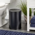 thumbnail image 2 of mDesign Small Round Metal 4.8 Gallon Covered Bathroom Swing Lid Trash Can, Black, 2 of 7