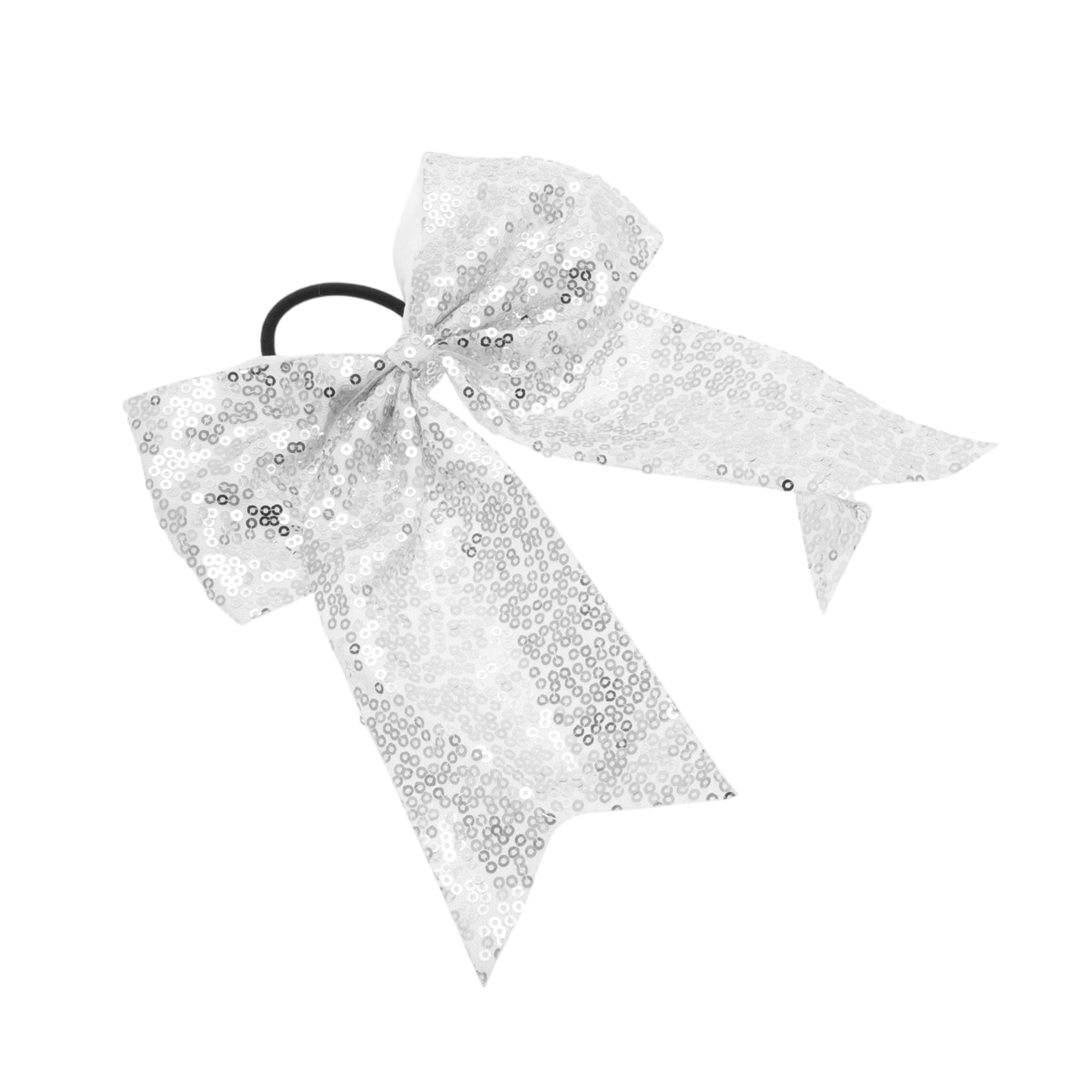 NOMADIC NOOK Elegant Sequins Bow Hair Ties for Home 5 Pcs White Yellow Purple Black Pink