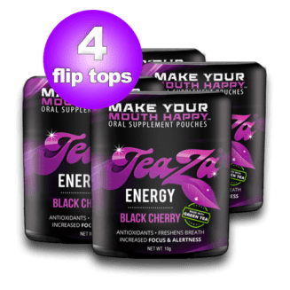 Energy Cherry - Teaza Black Cherry Herbal Energy Pouch Flip Top 4 Pack