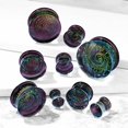 thumbnail image 1 of Flared Glass Plugs Purple Galaxy Swirl Double - Sold as Pair, 1 of 4