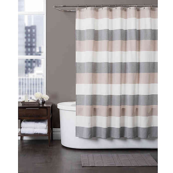 Baltic Linen YarnDyed Strata Striped Shower Curtain Grey/Taupe