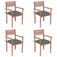 thumbnail image 2 of Juego de 4 Sillas de Patio vidaXL de Madera de Teca con Cojines Grises, 2 of 9
