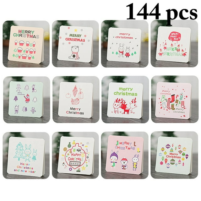 144PCS Christmas Cards Lovely Mini Greeting Cards Holiday Cards with Envelopes