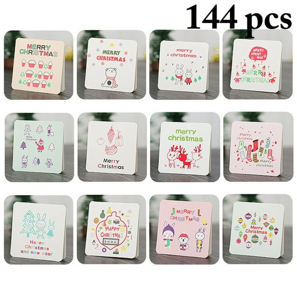 144 Pcs Cartes de Noël Mignonnes Mini Cartes de Vœux Cartes de Fête avec Enveloppes