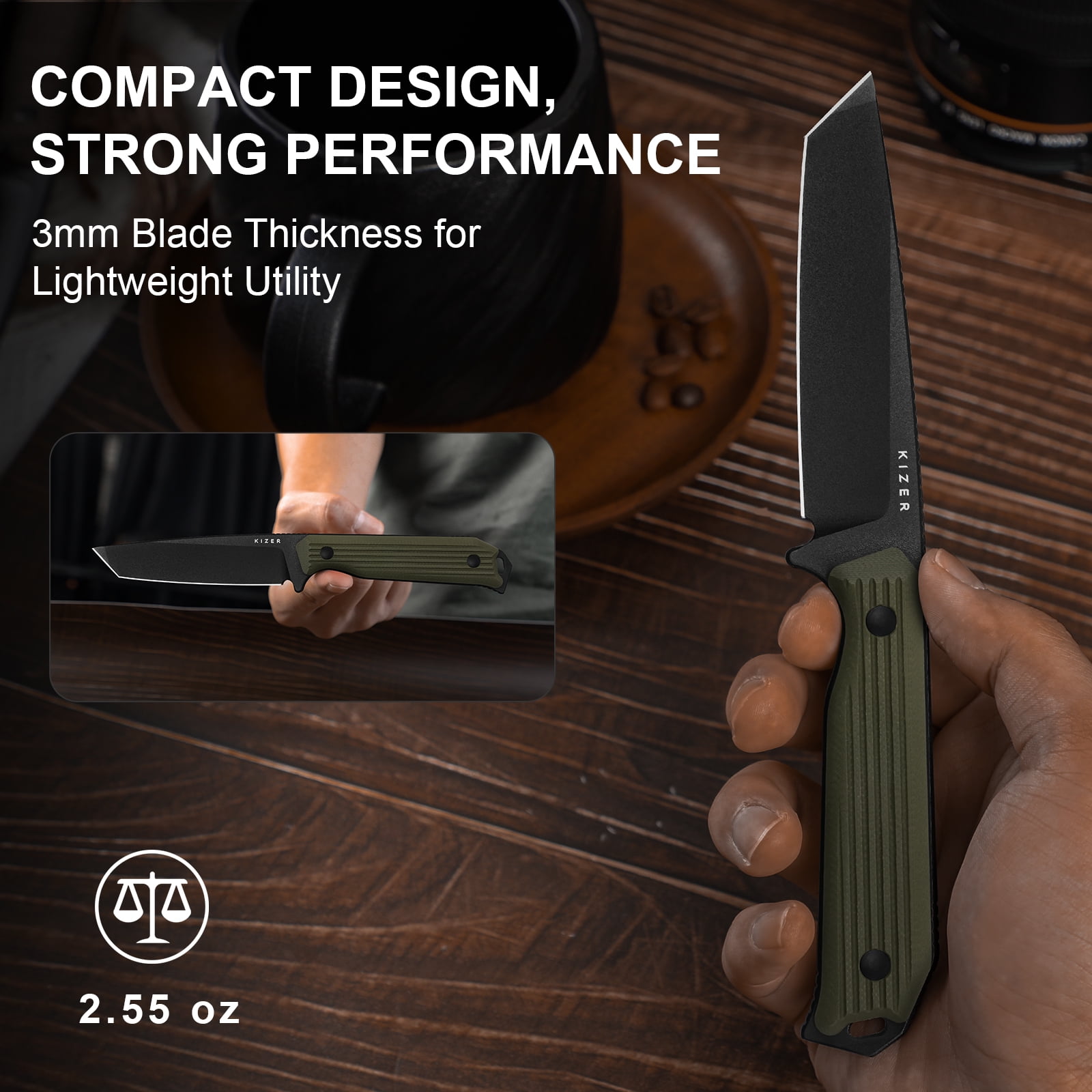 Kizer Begleiter Fix Fixed Knife AEB-L Blade G10 Handle With Sheath 1045MT2