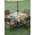 thumbnail image 3 of Easter Grey Bunny Outdoor Tablecloth - 60x60 Inch Square Dining Table Cover, Spring Colorful Eggs Flower Wooden Grain Waterproof Outdoor Table Cloth with Umbrella Hole & Zipper for Picnic/Patio/Party, 3 of 7