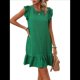thumbnail image 1 of Vestidos de Verano para Mujer, Cuello Redondo, Corta, Dobladillo con Volantes, Vestido Mini Informal, Verde, Talla S, 1 of 7