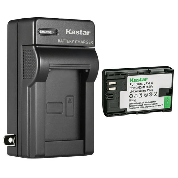 Kastar 1-Pack LP-E6 Battery and AC Wall Charger Replacement for Canon LP-E6NH LP-E6NHs Battery, Canon EOS R6 Mark II Mirrorless Camera