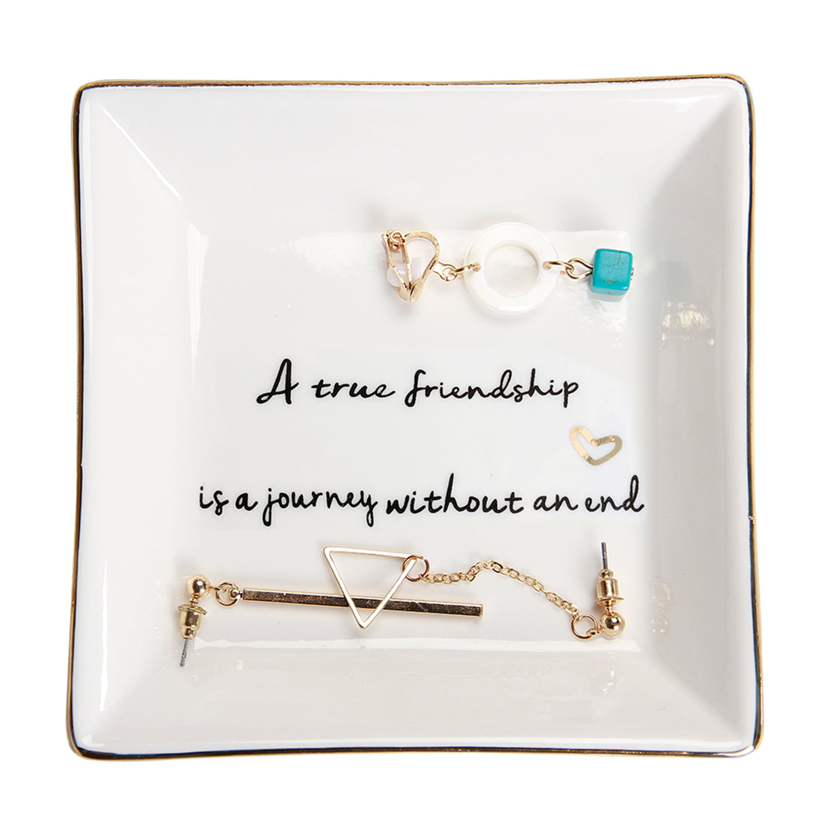 Good Friends Bestie Gifts for Her Women Birthday Christmas Gifts for Best Friends Female Ceramic Jewelry Holder Ring Dish Trinket Tray Friendship Gifts for Women Friends 