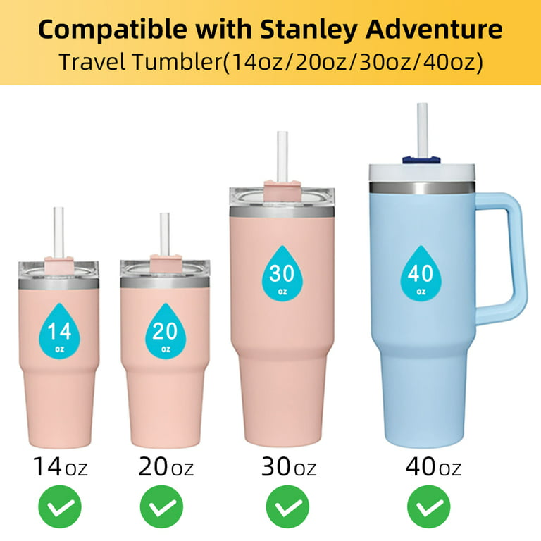 6pcs Reusable Replacement Straws Compatible With 40oz And 30oz Tumblers -  Durable Transparent Plastic Straws With Cleaning Brush