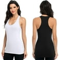thumbnail image 4 of Women's Cotton Racer Back Tank Top Moderate Length Cmiaole,2-Packs, 4 of 6