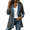 Dark Gray, variant on Womens Denim Patchwork Blazer Jackets with Pockets- Fall Long Sleeve Casual Trendy Lapel V Neck Rib Knit Jean Jackets Green Size S