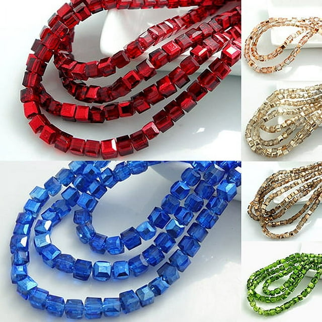 100 Pcs Cube Crystal Rhinestone Loose Spacer 4mm Beads DIY Jewelry Findings