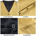 thumbnail image 4 of Chalecos dorados de lujo para hombre, chaleco de seda rojo, azul, verde y dorado, pajarita, conjunto de gemelos y pañuelo, chaqueta de cintura para hombre, corbata alta para boda y oficina, 4 of 5