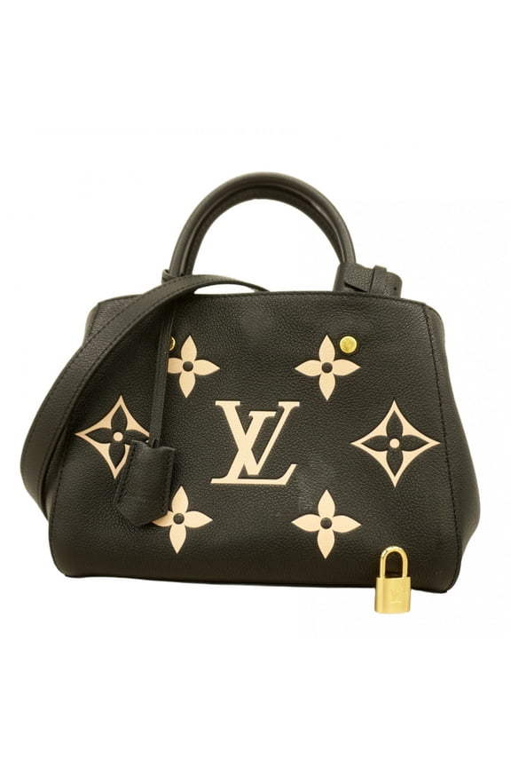 Pre-Owned Louis Vuitton Monogram Empreinte Two-Tone Montaigne BB Handbag M45778 Black/Beige...