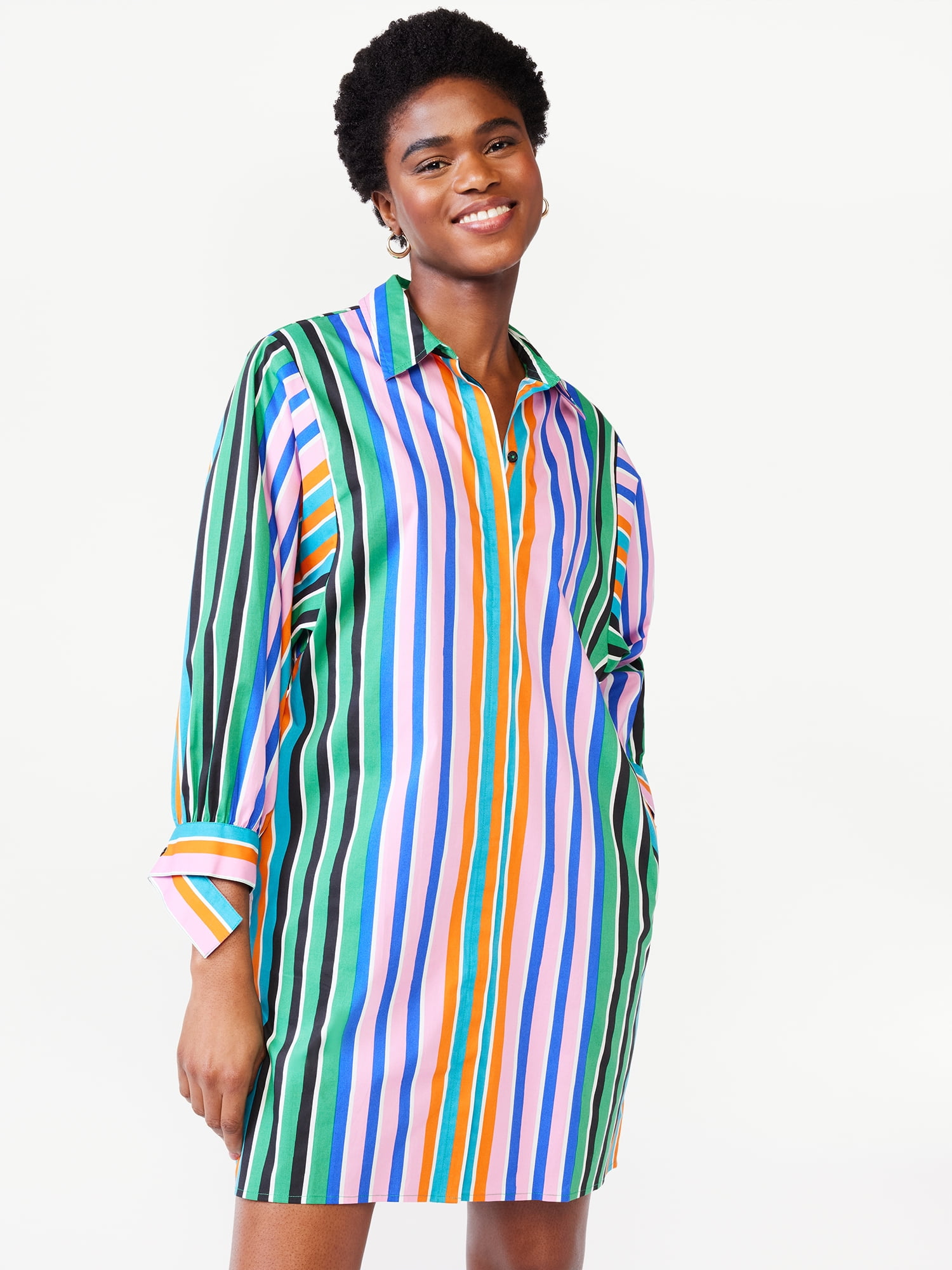 Scoop Women s Shirt Dress With Volume Sleeves Walmart Scoop Women s Shirt Dress With Volume Sleeves Walmart