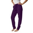 thumbnail image 5 of Women's Buffalo Plaid Print Jogger Pants with Pockets Drawstring Cuffed Ankles Casual Pajama & Lounge Pant Purple M, 5 of 5